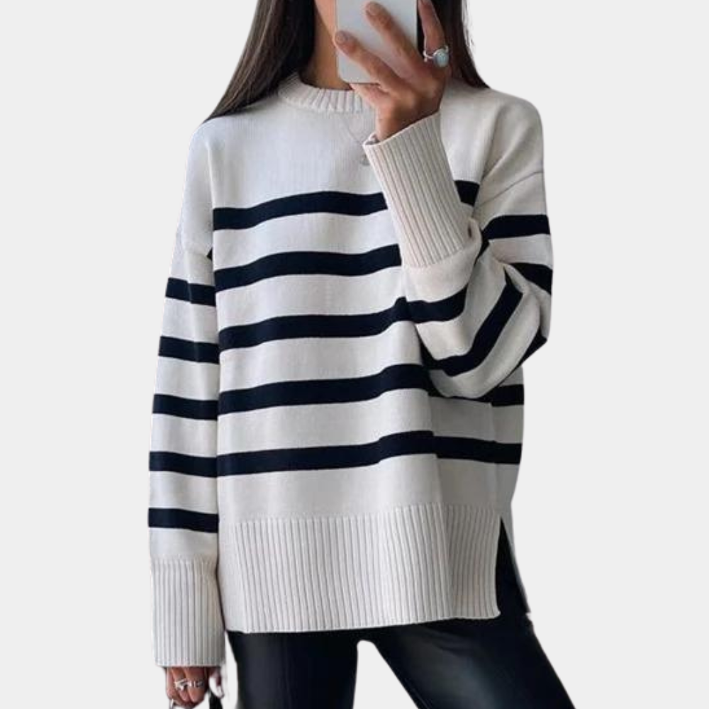 Stylish Damenpullover Oversized Streifen Design - IdealeKleiden