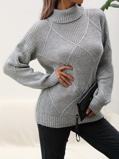 Fashionable Solid Color Turtleneck Style Sweater
