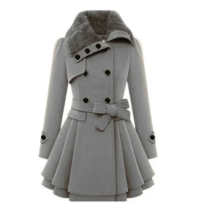 Elegant Women's Wool Jacket with Double Buttons → Women's Wool Jacket Elegant Double Buttons