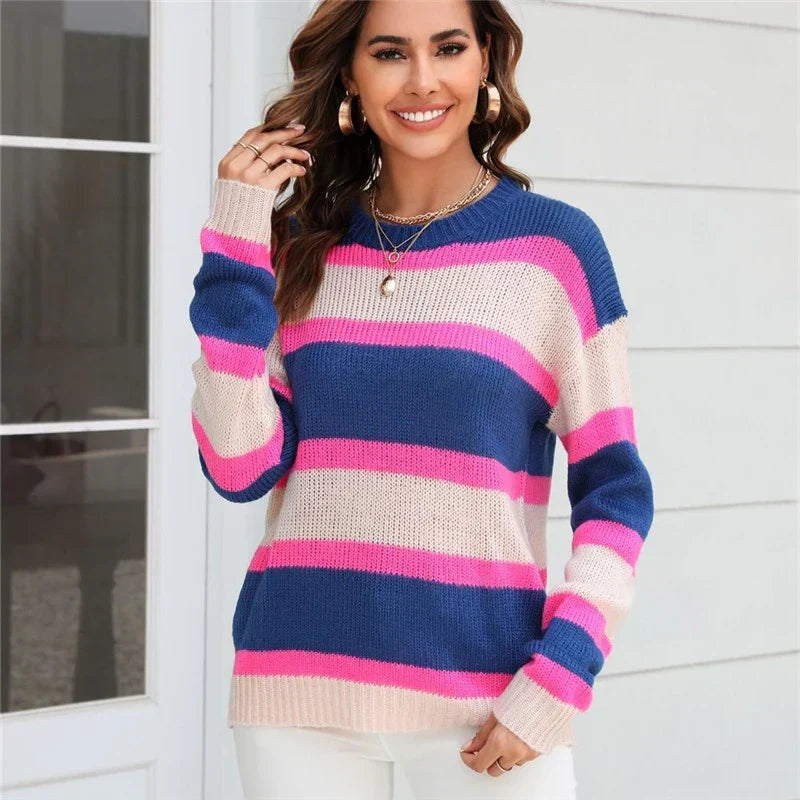 Multicoloured Striped Sweater Modern Multicolor
