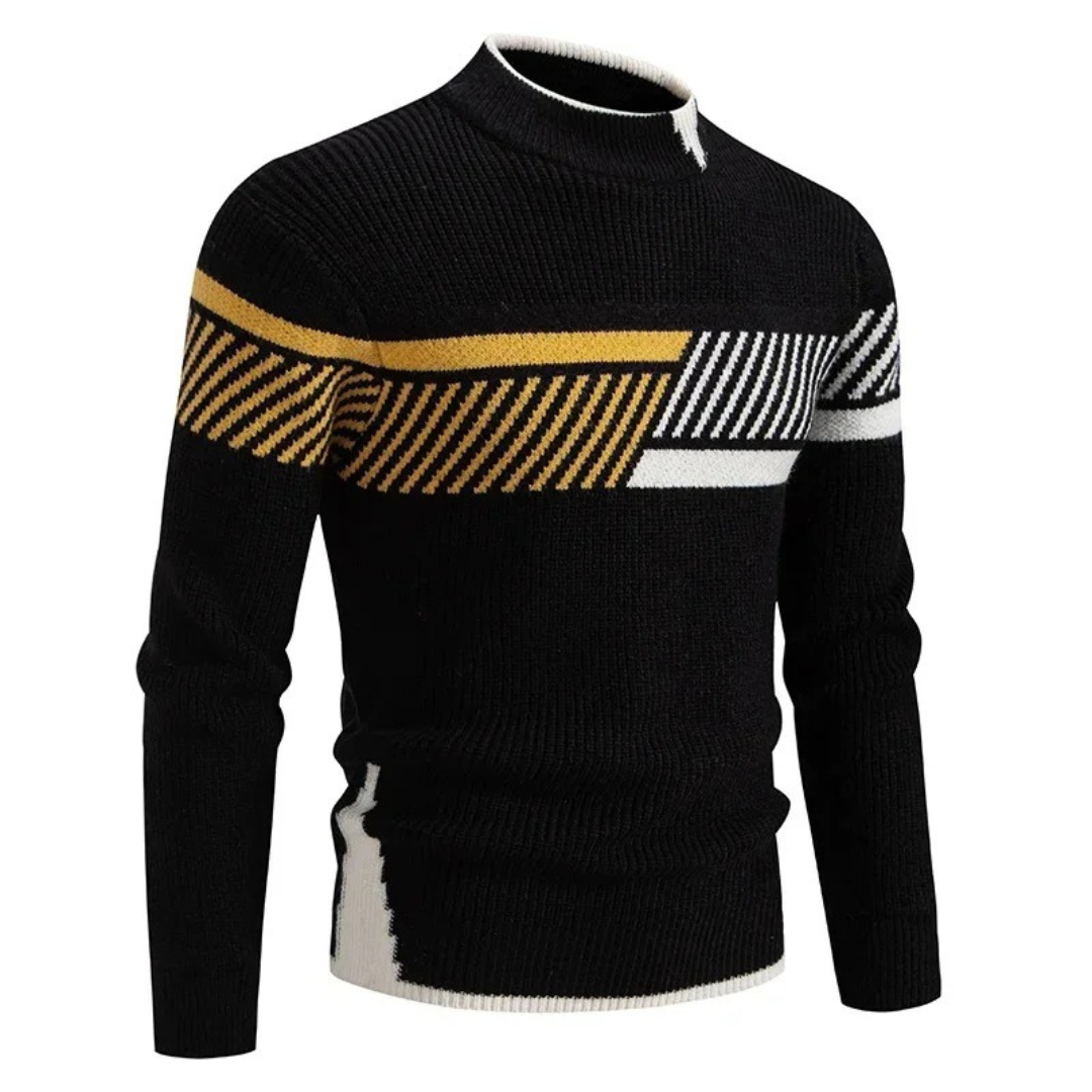 Men's Long-Sleeve Geometric Design Pullover