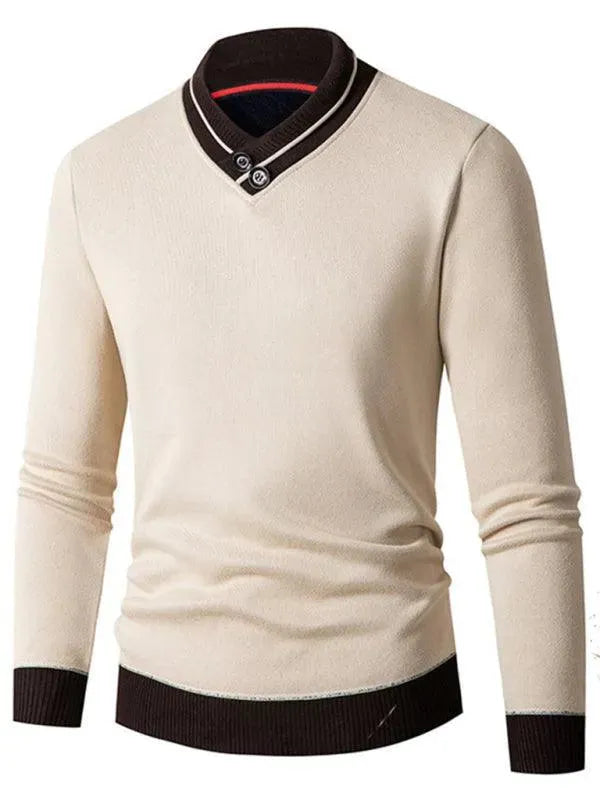 Herren Pullover Slim Fit V-Ausschnitt Modern