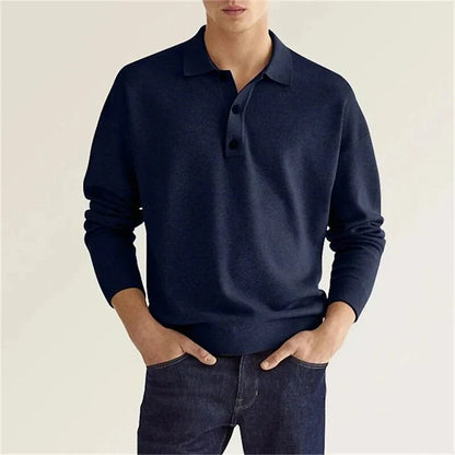 Men's Long-Sleeved Polo Shirt Elegant Style