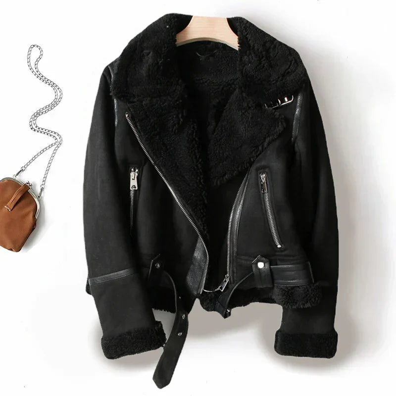 Warm Fleece Bomber Jacket Sherpa Style
