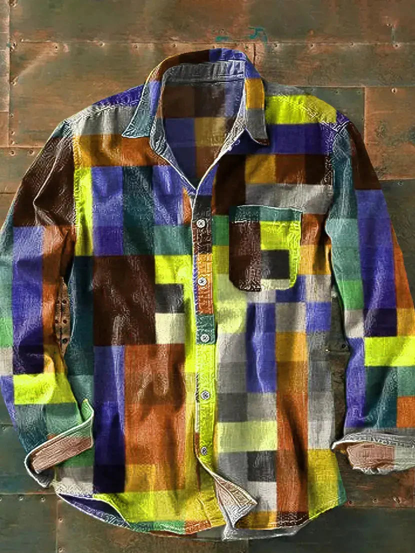 Men's Casual Patchwork Style Shirt