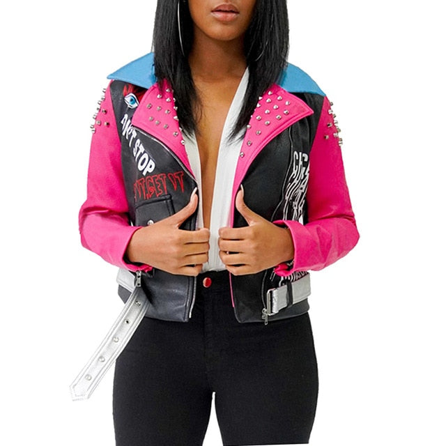 Fuchsia Women's Jacket With Striking Print