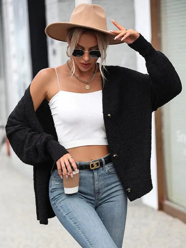 Fashionable Cardigan for Women with Button Neckline