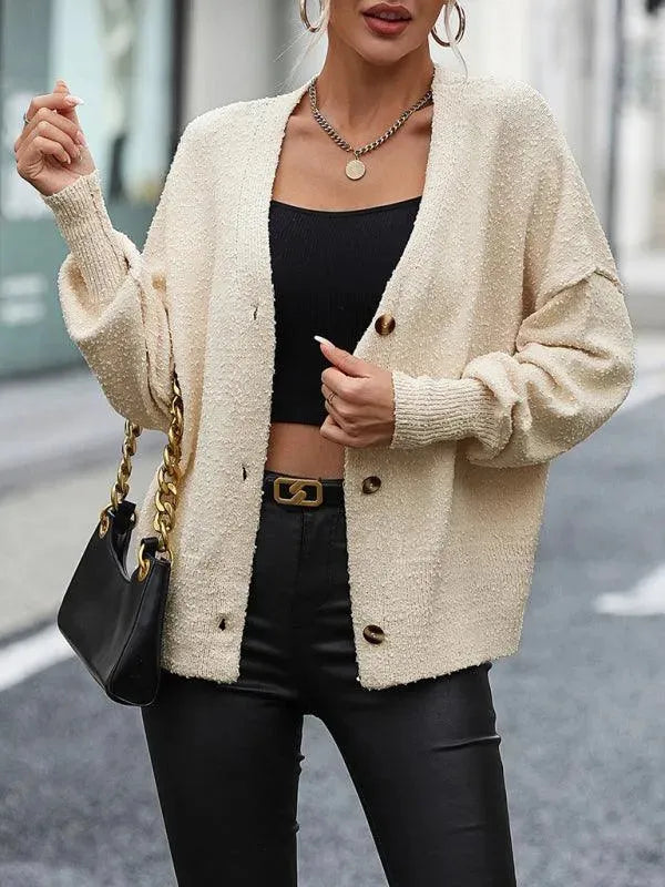 Fashionable Cardigan for Women with Button Neckline