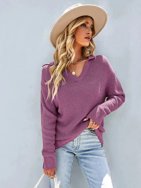 Fashionable Women's Polo Top Cashmere Look