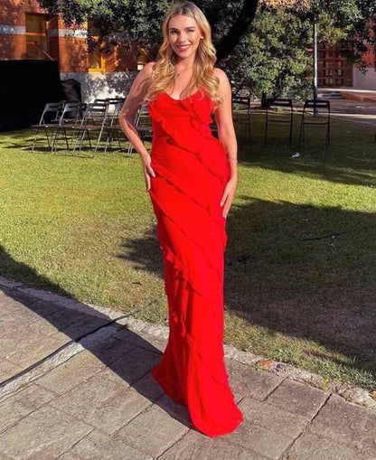 Valentina - Romantic Maxi Dress with Ruffles and Thin Straps