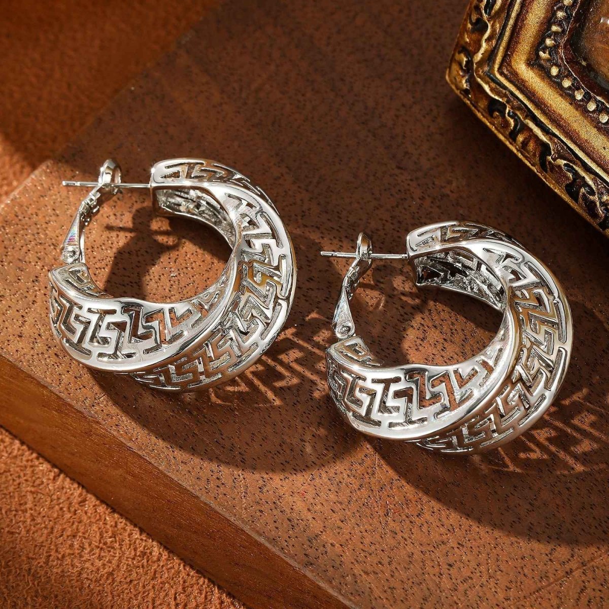 Elegant Hoop Earrings Geometric Gold Silver Jewelry