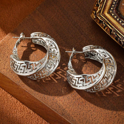 Elegant Hoop Earrings Geometric Gold Silver Jewelry