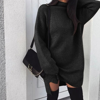 Oversize Knitted Roll-neck Dress Model