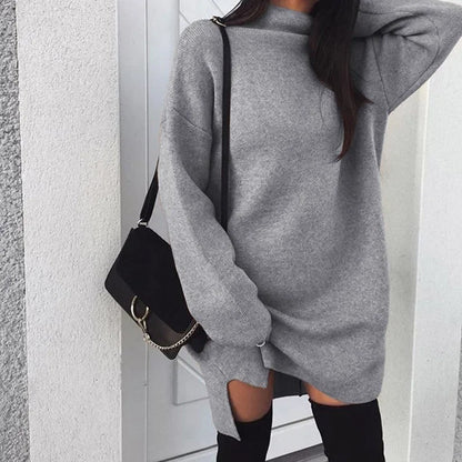 Oversize Knitted Roll-neck Dress Model