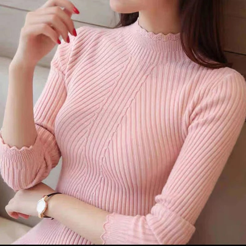 Women's Pullover Autumn Warm Ribbed Knit