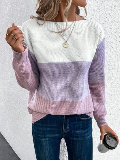 Elegant Patchwork Pullover for Women Multicolor