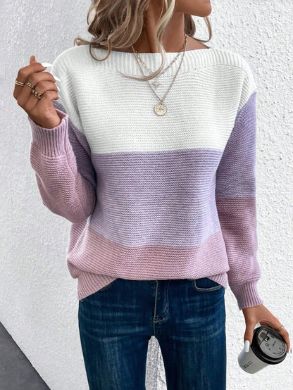 Fashionable Patchwork Three-Color Elegant Sweater