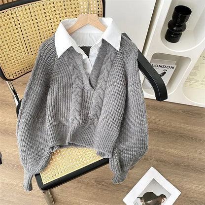 Retro Knitted Sweater for Women, Vintage Style