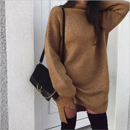 Oversize Knitted Roll-neck Dress Model