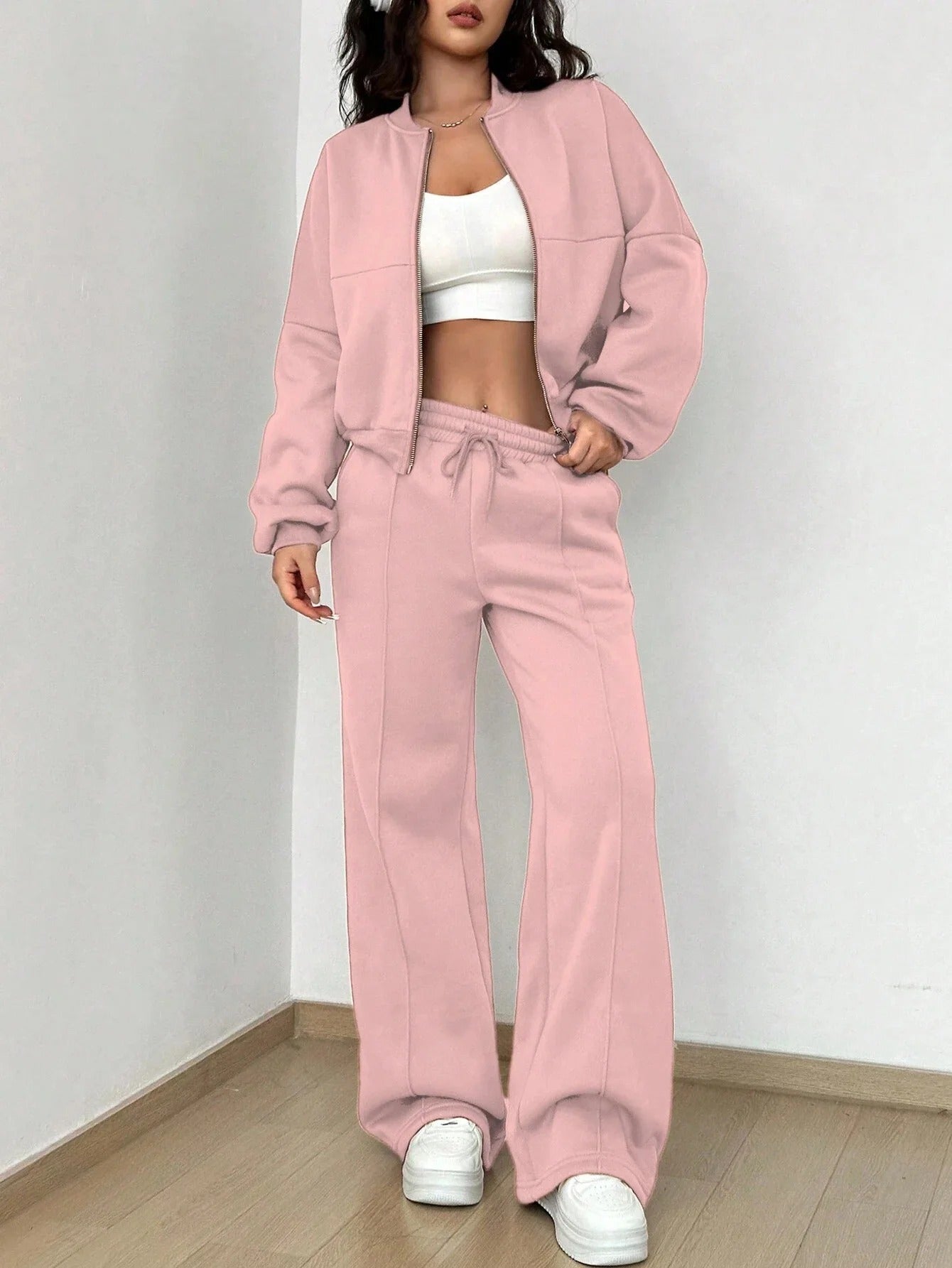 Women's Two-Piece Set Bomber Jacket Trousers