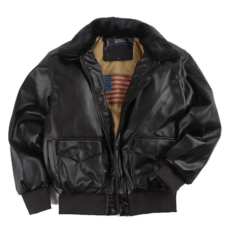 Men's Leather Jacket Winter Warm Elegant