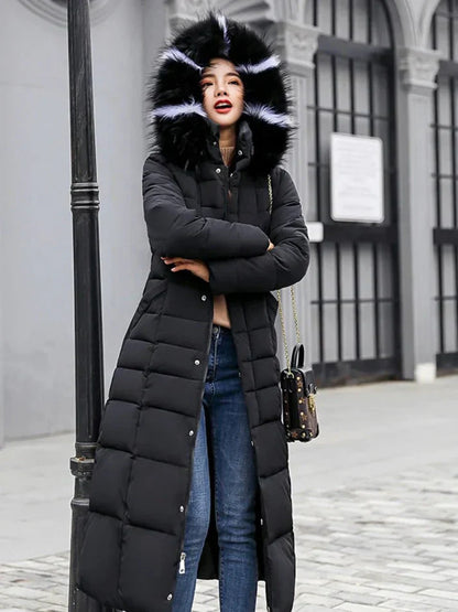 Long Women's Winter Coat Warm Elegant Belt