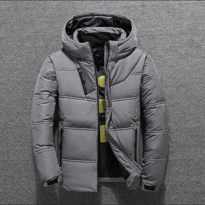 Men's Winter Jacket Hood Zipper Insulated