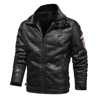 Men's Casual Leather Bomber Jacket