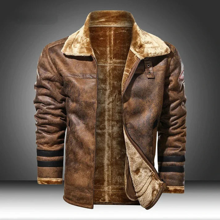 Lederjacke Bomber Stil Herren Casual - IdealeKleiden
