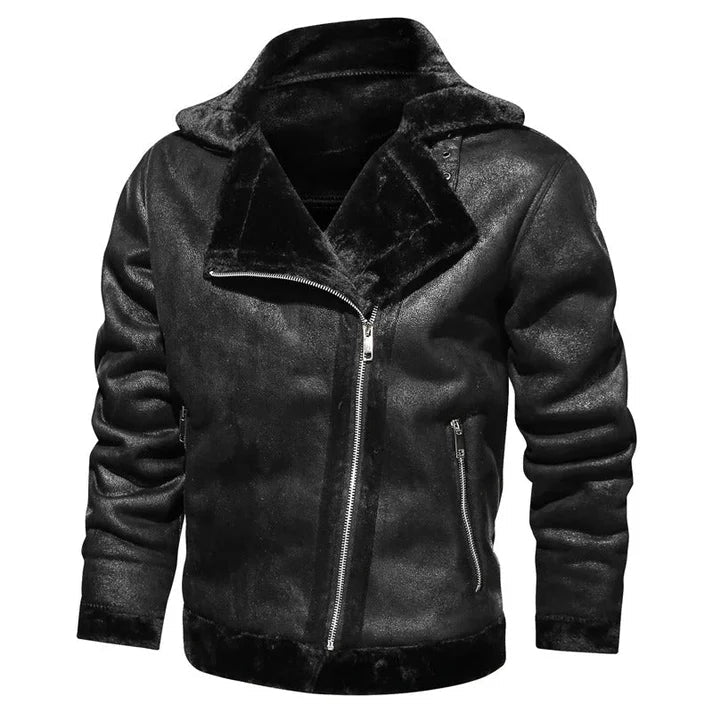 Men's Casual Leather Bomber Jacket