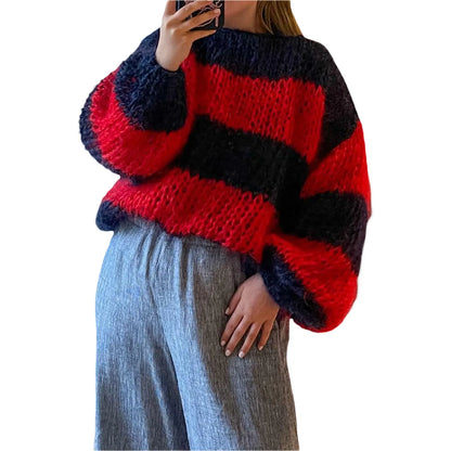 Women's Oversized Sweater Striped Generous