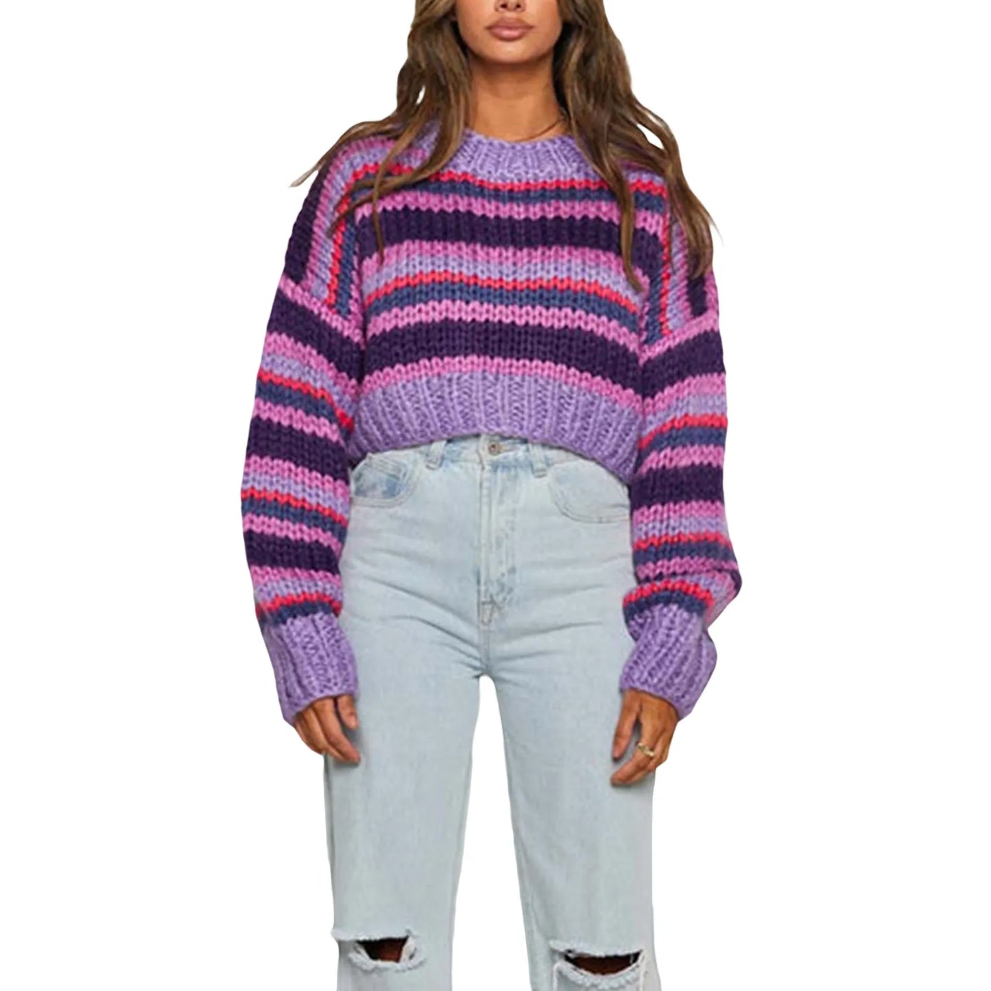 Women's Oversized Sweater Striped Generous