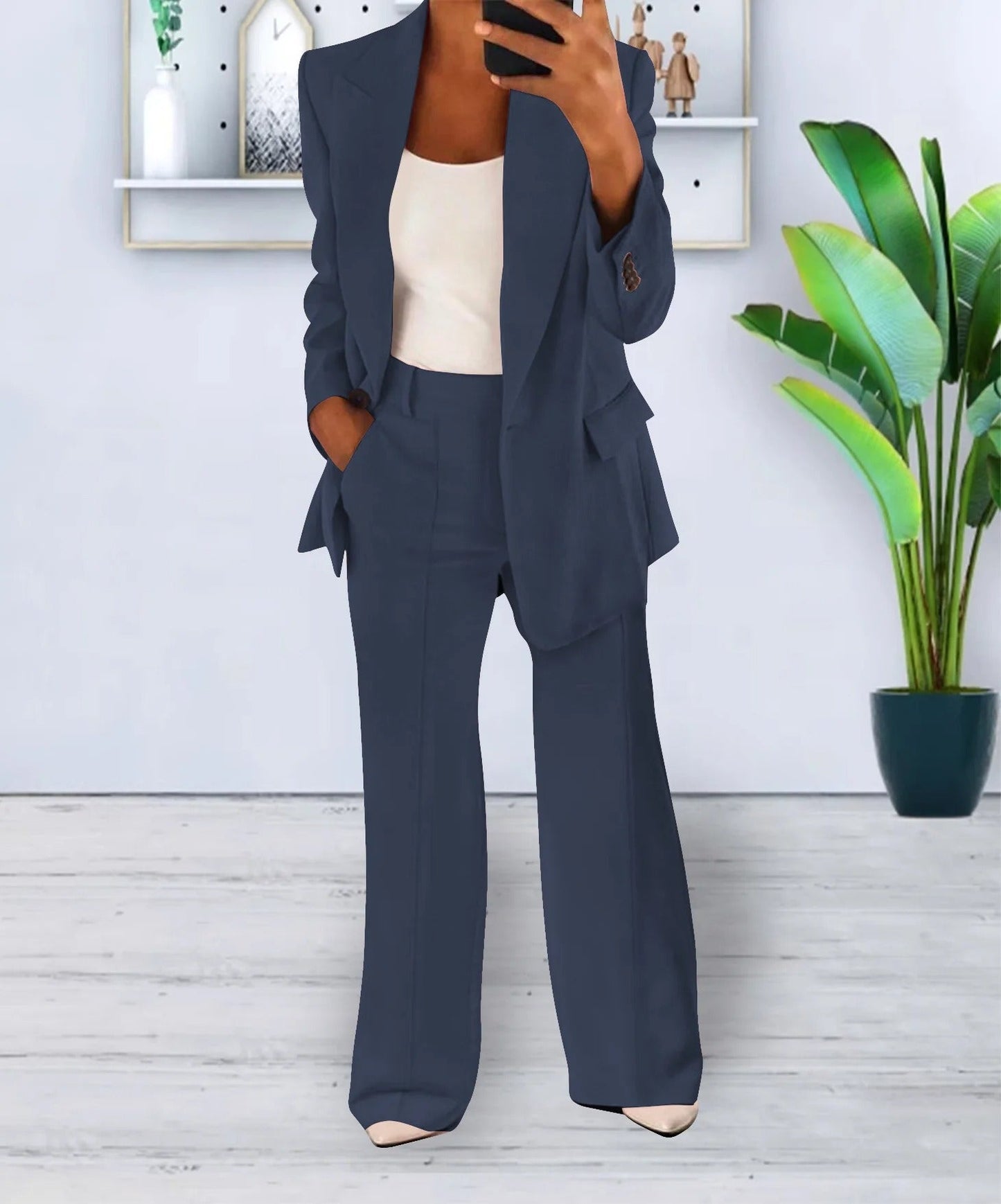 Elegant Women's Blazer Set 2-Piece Modern Style