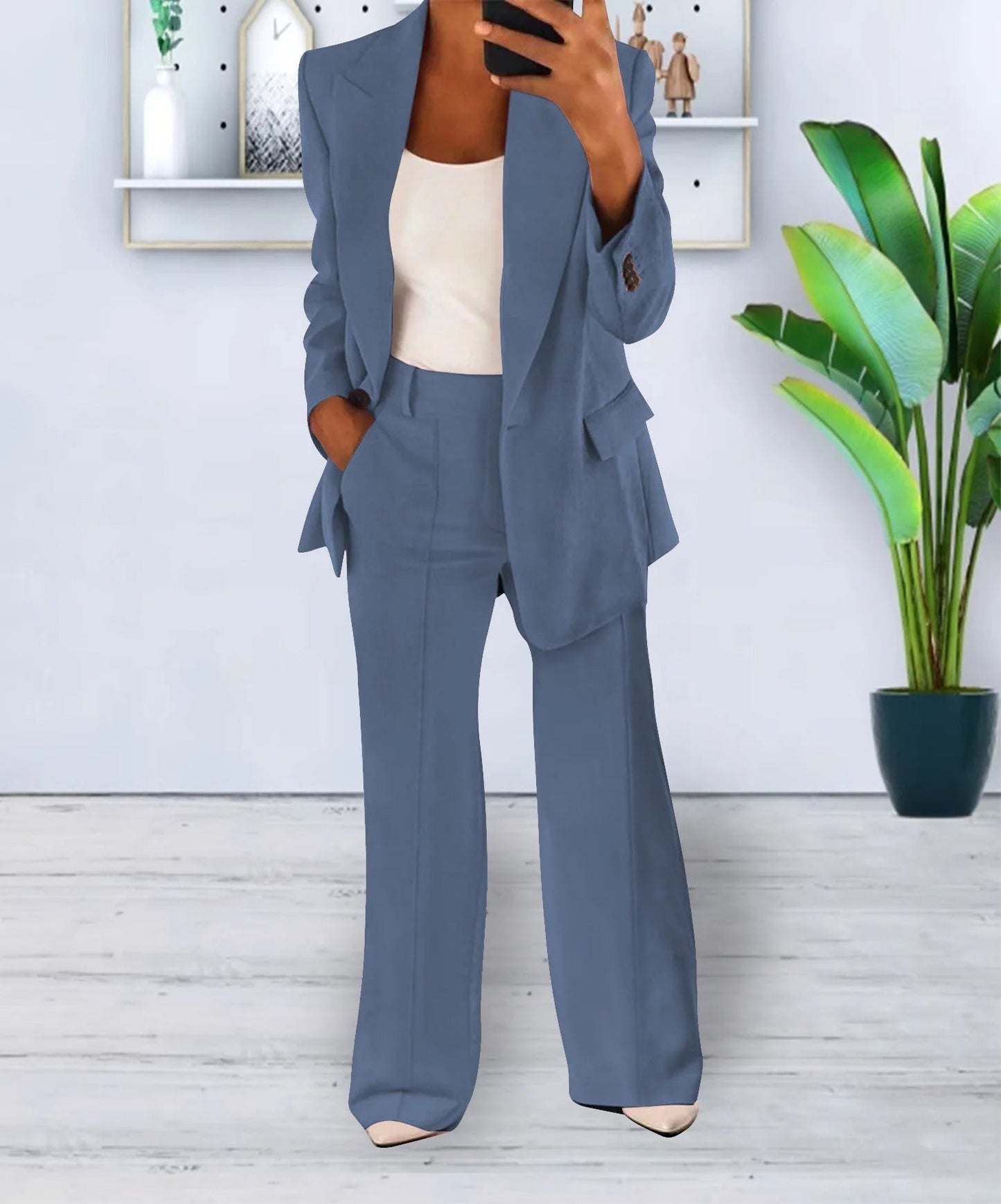 Elegant Women's Blazer Set 2-Piece Modern Style
