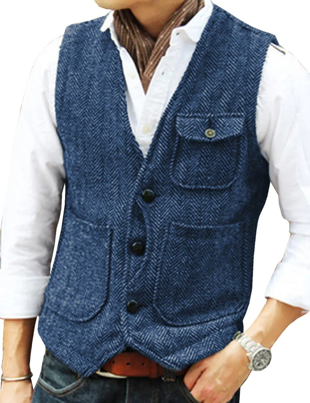 Men's Vest Tweed Elegant Sleeveless