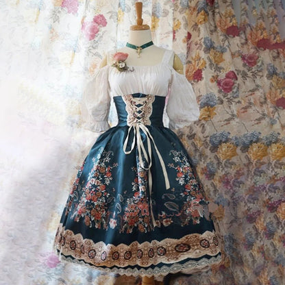 Traditional Dirndl Floral Pattern Oktoberfest
