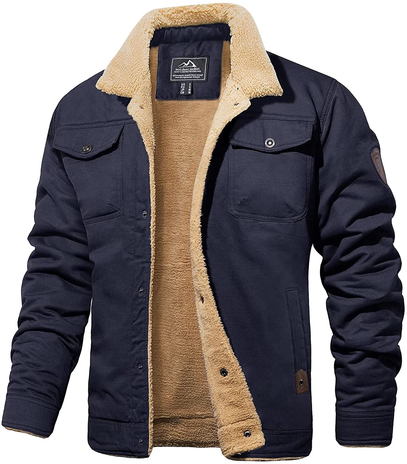 Warme Winterjacke Sherpa-Futter Wasserdicht Robust