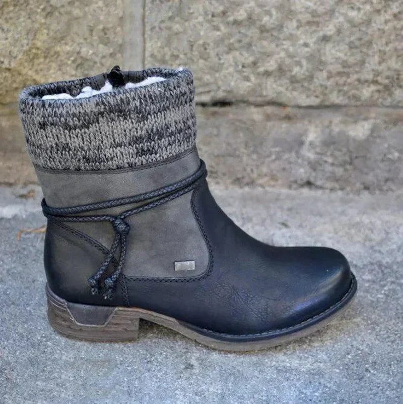 Stilvolle Stiefel Vintage Look Niedriger Absatz - IdealeKleiden