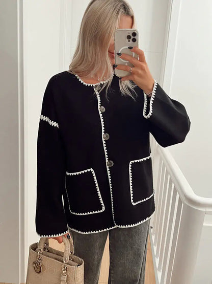 Autumn Cardigan for Women with Contrast Buttons