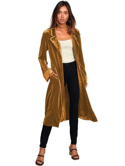 Luxury Women's Velvet Blazer Coat Long