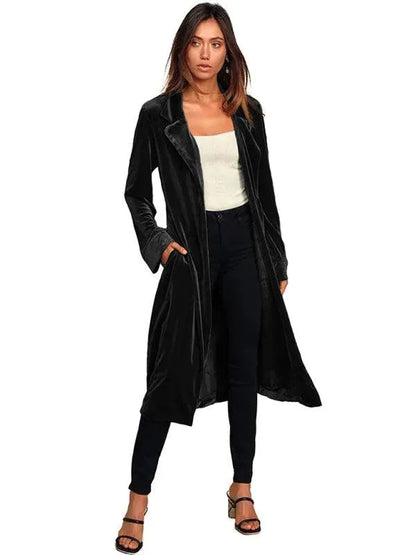 Luxury Women's Velvet Blazer Coat Long
