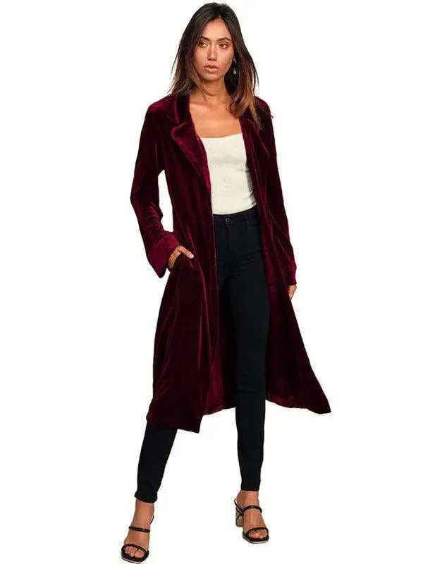Luxury Women's Velvet Blazer Coat Long