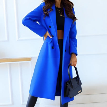Elegant Women's Long Coat Wool Blend Tailored