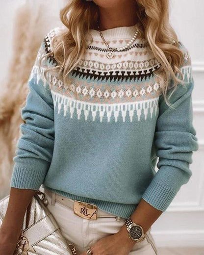 Women's Fair Isle Pattern Long-Sleeve Knitted Sweater