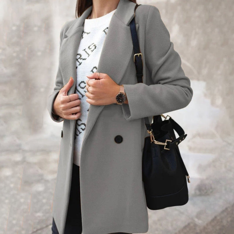 Elegant Women's Dress Classic Fitted Wool Blend Knee-Length