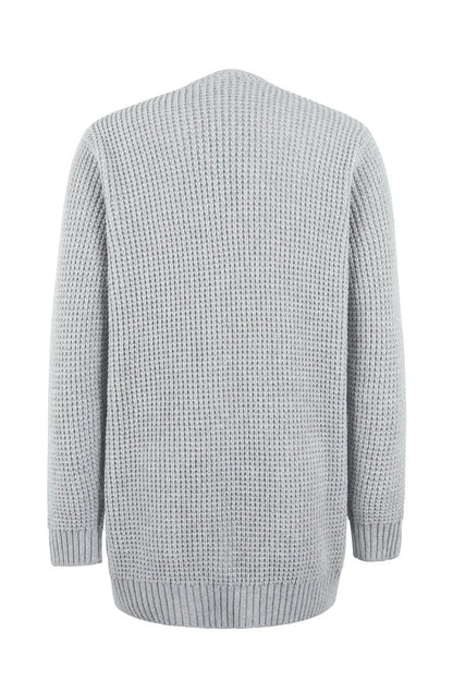 Langer Cardigan Offene Vorderseite Weich Gestrickt - IdealeKleiden