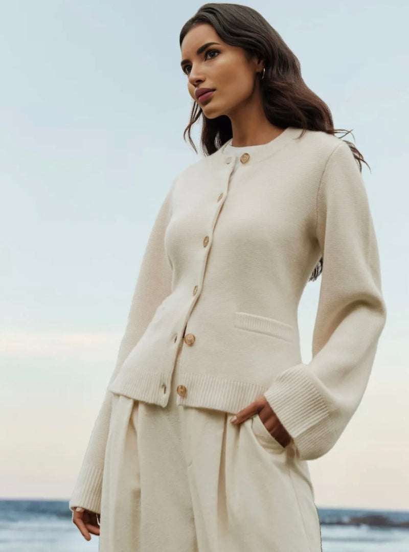 Damenschal Strickjacke Rundhals Weich Bequem - IdealeKleiden