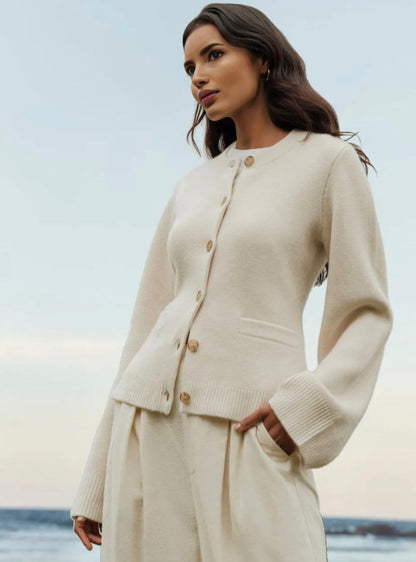 Damenschal Strickjacke Rundhals Weich Bequem - IdealeKleiden