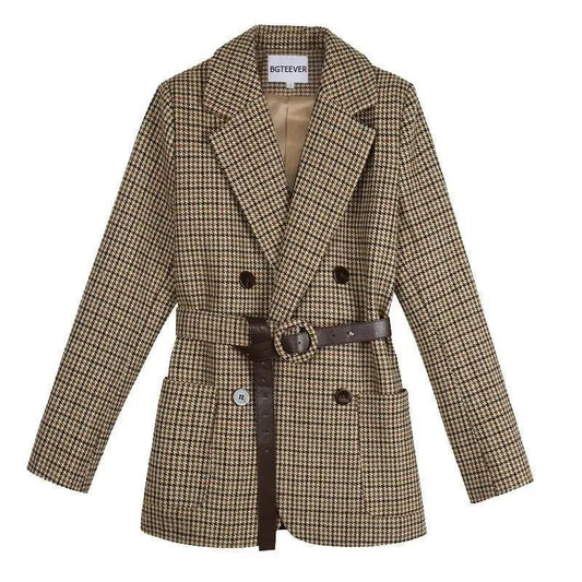 Stylischer Karo Blazer Damen Vintage Look - IdealeKleiden
