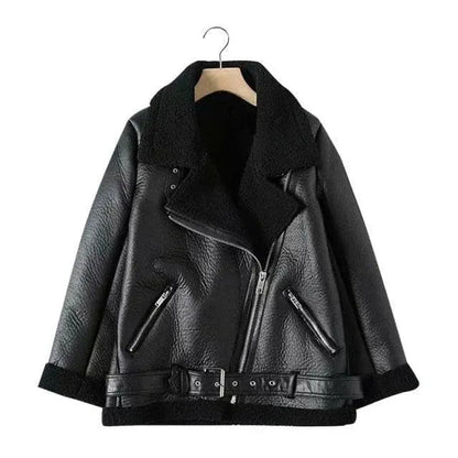 Elegant Leather Jacket Women Vintage Style
